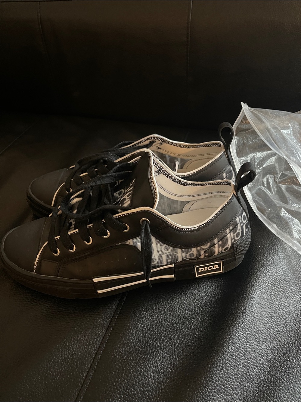 Dior Black and White Low-Top Canvas Sneakers